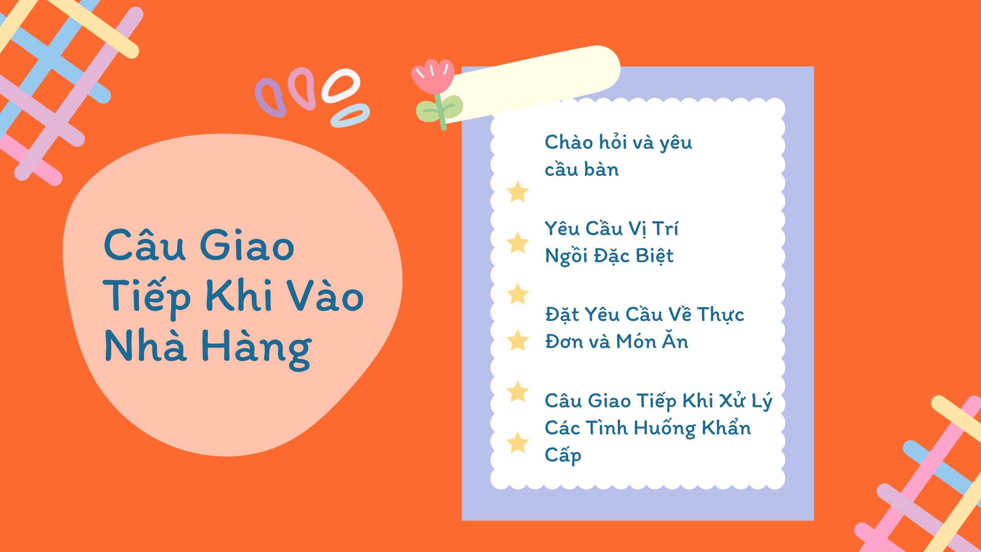 những câu tiếng anh giao tiếp trong nhà hàng