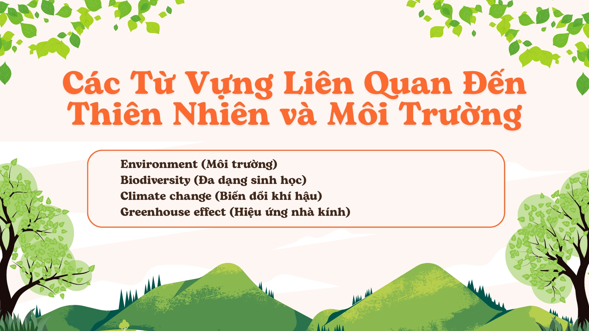 từ vựng bảo vệ thiên nhiên và các hệ sinh thái