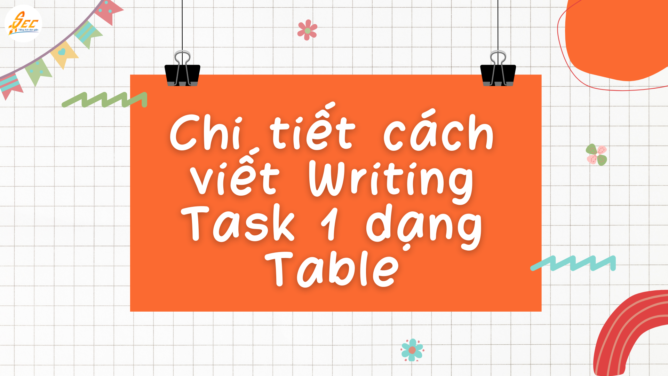 Cách viết Table Chart trong Task 1 chi tiết 2 Table Chart Task 1